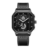 Luxury big dial men square watch with leather band type - B