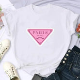 Luxury Paris Graphic T-Shirt for Women – Vintage Y2K Summer Casual Short Sleeve Fashion Tee - QL1511A-White / XL