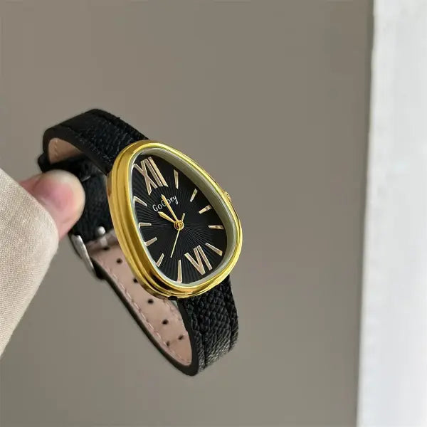 Snake dial watch with leather band width 15 and animal shape case - BK