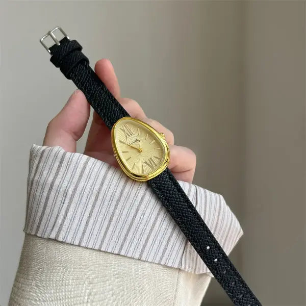 Snake dial watch with leather band width 15 and animal shape case - BKGD