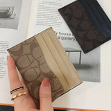 Geometric PU Leather Card Holder Women Multi-Function Purse - black