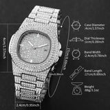 Luxury Diamond Men’s Stainless Steel Quartz Movement Watch
