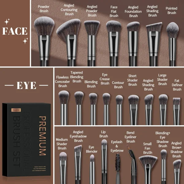 MAANGE 25-Piece Makeup Brush Set – Professional Face & Eye Brushes in Gift Box - Himpall