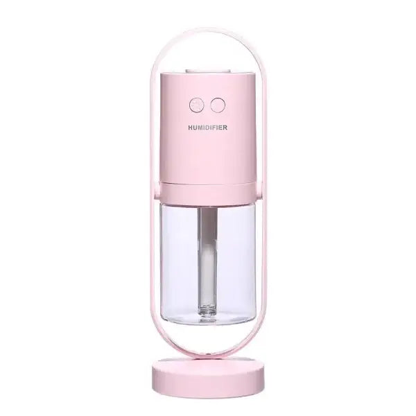 Pink Magic Shadow USB air humidifier with night light projection and clear tank