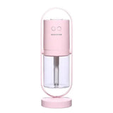 Pink Magic Shadow USB air humidifier with night light projection and clear tank