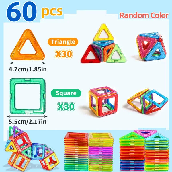 Medium Size Magnetic Building Blocks DIY Magnets Toys for Kids - Medium Size 60pcs