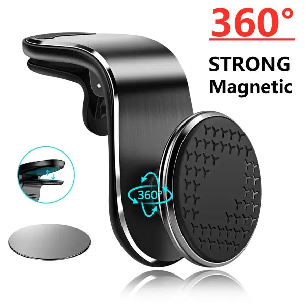Magnetic Car Phone Holder Universal Fit Secure Air Vent GPS Support - NO 360 Rotate-S 1