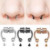 Magnetic Horseshoe Septum Rings 316L Stainless Steel Faux Clip On Style