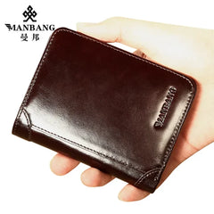ManBang Classic Genuine Leather Wallet – High-Quality Short Wallet for Men, Card Holder & Fashionable Purse - Himpall