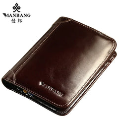 ManBang Classic Genuine Leather Wallet – High-Quality Short Wallet for Men, Card Holder & Fashionable Purse - Himpall