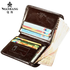 ManBang Classic Genuine Leather Wallet – High-Quality Short Wallet for Men, Card Holder & Fashionable Purse - Himpall