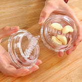Manual Garlic Crusher Roll Chopper Kitchen Gadget for Easy Mincing - transparent