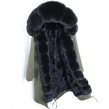 Maomaokong Winter Woman Natural Fur Overcoat Plus Size Black Parkas Raccoon Real Fur Lining Extra Larg Warm Jacket