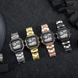Luxury Digital Watches with Stainless Steel Bracelet Clasp