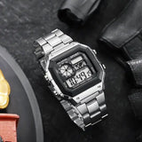 Luxury Digital Watches with Stainless Steel Bracelet Clasp - Silver