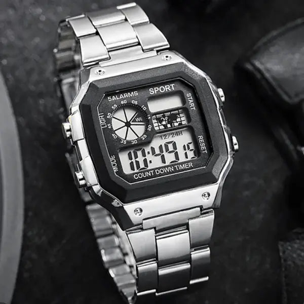 Luxury Digital Watches with Stainless Steel Bracelet Clasp