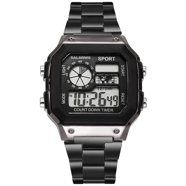 Luxury Digital Watches with Stainless Steel Bracelet Clasp