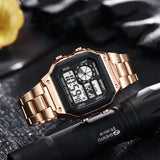 Luxury Digital Watches with Stainless Steel Bracelet Clasp - Rose-gold
