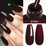 MEET ACROSS 7ml Red Gel Nail Polish Crystal Semi Permanent Soak Off UV Gel Varnish Nail Art Manicure Base Matte Top