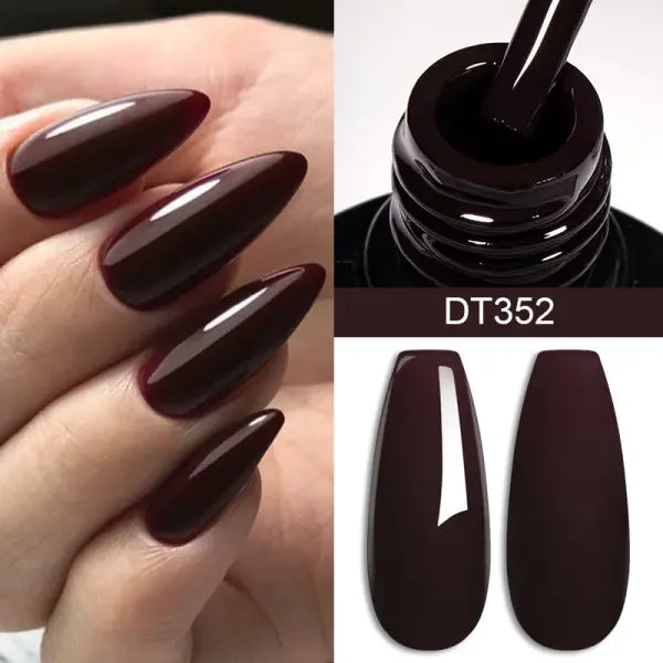 MEET ACROSS 7ml Red Gel Nail Polish Crystal Semi Permanent Soak Off UV Gel Varnish Nail Art Manicure Base Matte Top