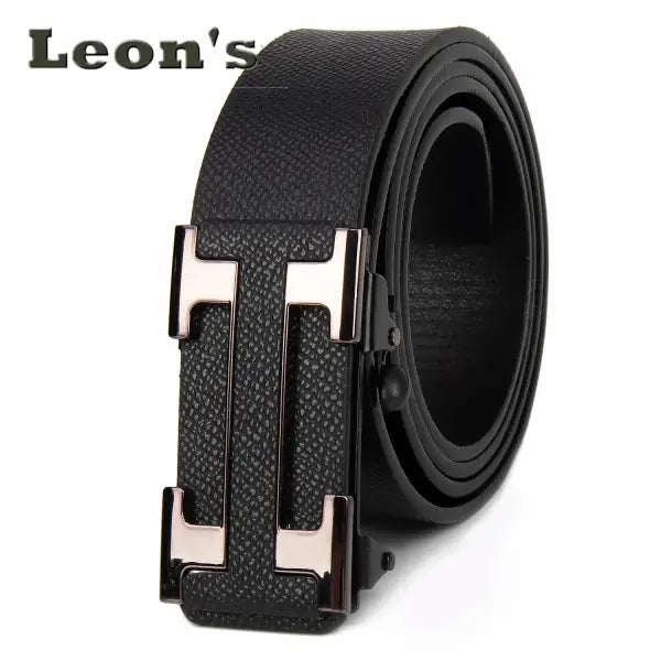 Men Business Belts Durable Leather Dark Office Style