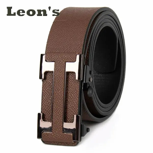 Men Business Belts Durable Leather Dark Office Style