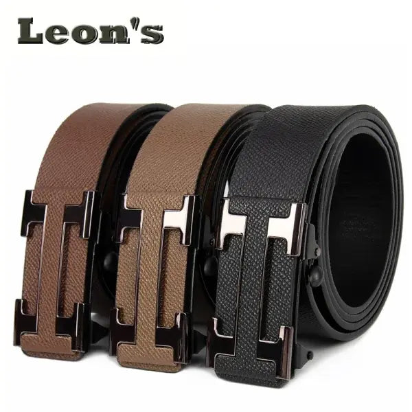 Men Business Belts Durable Leather Dark Office Style