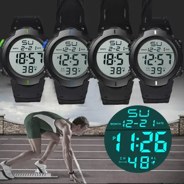 Men Sport LED Digital Watch with Resin Case and Silicone Band