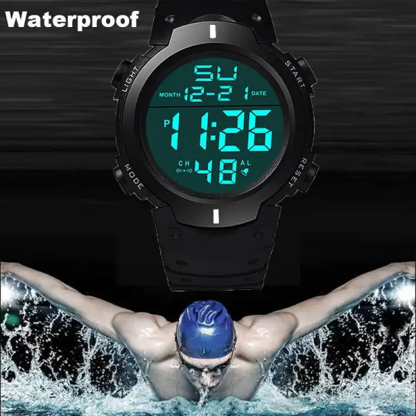 Men Sport LED Digital Watch with Resin Case and Silicone Band