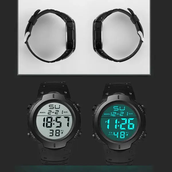 Men Sport LED Digital Watch with Resin Case and Silicone Band