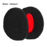Winter Fleece Ear Warmers – Bandless Earmuffs for Men Women & Kids - Black - Medium