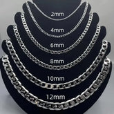 Men’s 925 Sterling Silver Face Chain Necklace – 2-12mm 40-75cm Lobster Clasp - LN027-2mm / 45cm