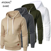 Men’s Casual Solid Color Hooded Sweatshirt | Lightweight Long Sleeve Pullover with Drawstring for Outdoor Streetwear