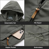Men’s Casual Spring Autumn Hooded Zipper Jacket Polyester Style - Khaki / XXXL / Pack of 1