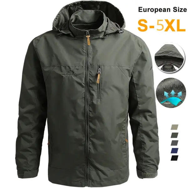 Men’s Casual Spring Autumn Hooded Zipper Jacket Polyester Style - Khaki / XXXL / Pack of 1