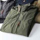Men’s Casual Spring Autumn Hooded Zipper Jacket Polyester Style - Khaki / XXXL / Pack of 1