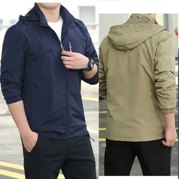 Men’s Casual Spring Autumn Hooded Zipper Jacket Polyester Style - Khaki / XXXL / Pack of 1