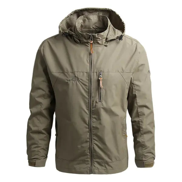 Men’s Casual Spring Autumn Hooded Zipper Jacket Polyester Style - Khaki / XXXL / Pack of 1