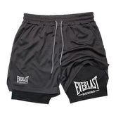 Men’s compression gym shorts EVERLAST printed sports pants double layered quick drying basketball muscle fitness RL0365