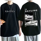 Men’s Cotton T-Shirt Drift Japan Anime AE86 Inifirst D Summer Casual T-Shirt Unisex R34 Skyline GTR JDM Oversized Print