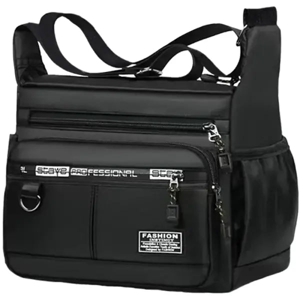Men’s Lightweight Nylon Cross-body Bag with Multi-layered Pockets - BJ1476 black