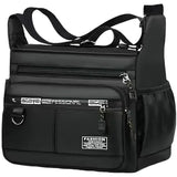 Men’s Lightweight Nylon Cross-body Bag with Multi-layered Pockets - BJ1476 black