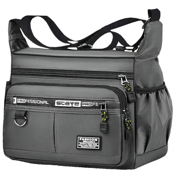 Men’s Lightweight Nylon Cross-body Bag with Multi-layered Pockets - BJ1476 Grey