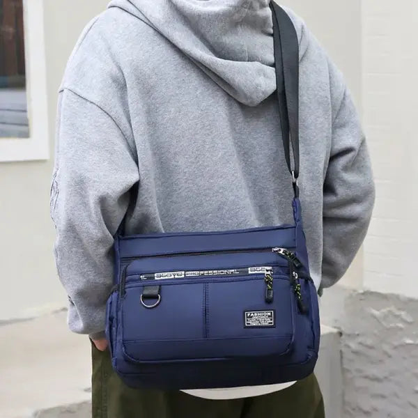 Men’s Lightweight Nylon Cross-body Bag with Multi-layered Pockets