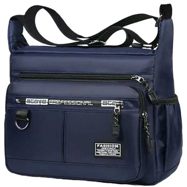 Men’s Lightweight Nylon Cross-body Bag with Multi-layered Pockets - BJ1476 blue