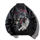 Men's Embroidery Bomber Jacket – Dragon Tiger Autumn Winter Pilot Hip Hop Streetwear - Himpall