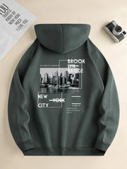 Men's Full Sleeve Printed Casual Hoodie in Polyester and Spandex - Himpall