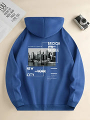 Men's Full Sleeve Printed Casual Hoodie in Polyester and Spandex - Himpall