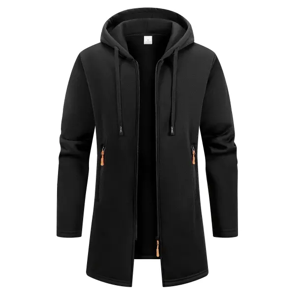 Men’s Hooded Polyester Jacket Regular Length Style Guide - black / S