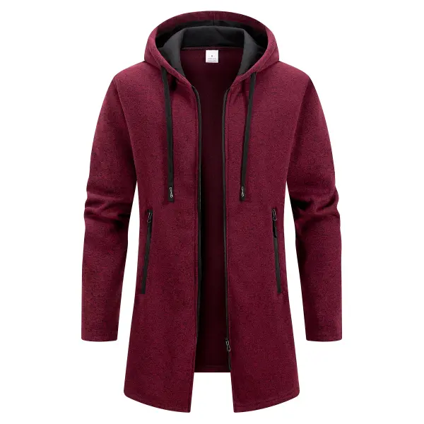 Men’s Hooded Polyester Jacket Regular Length Style Guide - Burgundy / S